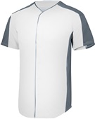Augusta Adult/Youth Full-Button Baseball Jersey WHITE/GRAPHITE Pocket