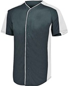 Augusta Adult/Youth Full-Button Baseball Jersey BLACK/WHITE Pocket