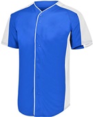 Augusta Adult/Youth Full-Button Baseball Jersey ROYAL/WHITE Pocket