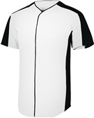 Augusta Adult/Youth Full-Button Baseball Jersey WHITE/BLACK Pocket