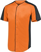 Augusta Adult/Youth Full-Button Baseball Jersey ORANGE/BLACK Pocket
