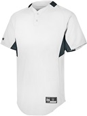 Holloway Adult/Youth Two-Button Baseball Jersey WHITE/BLACK Pocket