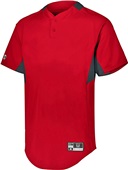 Holloway Adult/Youth Two-Button Baseball Jersey SCARLET/BLACK Pocket