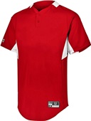 Holloway Adult/Youth Two-Button Baseball Jersey SCARLET/WHITE Pocket