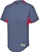 Holloway Adult/Youth Two-Button Baseball Jersey NAVY/SCARLET Pocket