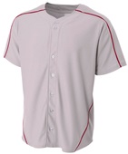A4 Adult/Youth Warp Knit Baseball Jersey GRAY/CARDINAL Pocket