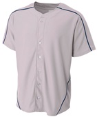 A4 Adult/Youth Warp Knit Baseball Jersey GRAY/NAVY Pocket
