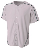 A4 Adult/Youth Warp Knit Baseball Jersey GREY/FOREST Pocket