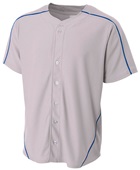 A4 Adult/Youth Warp Knit Baseball Jersey GREY/ROYAL Pocket