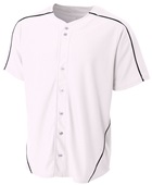 A4 Adult/Youth Warp Knit Baseball Jersey WHITE/BLACK Pocket