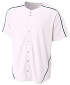 A4 Adult/Youth Warp Knit Baseball Jersey WHITE/NAVY Pocket