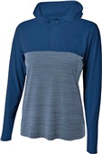 A4 Womens Slate 1/4 Zip Hoodie NAVY Pocket