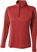 A4 Womens Inspire Tonal Space Dye 1/4 Zip Jacket RED Pocket