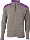 A4 Adult/Youth Tourney Color Block 1/4 Zip Jacket HEATHER/PURPLE Pocket