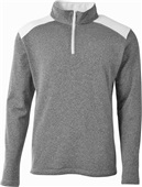 A4 Adult/Youth Tourney Color Block 1/4 Zip Jacket HEATHER/WHITE Pocket