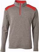 A4 Adult/Youth Tourney Color Block 1/4 Zip Jacket HEATHER/SCARLET Pocket