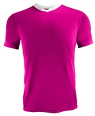 High Five Adult/Youth V-Neck Genesis Soccer Jersey RASPBERRY/WHITE Front