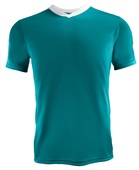 High Five Adult/Youth V-Neck Genesis Soccer Jersey TEAL/WHITE Front