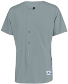 Russell Adult Raglan Full-Button Baseball Jersey BASEBALL GREY Pocket