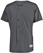 Russell Adult Raglan Full-Button Baseball Jersey BLACK Pocket