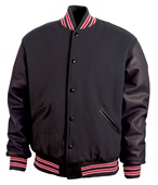 Game Sportswear Varsity Wool Leather Jacket 5000 BLACK SLEEVES/RED/WHITE Pocket