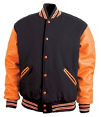 Game Sportswear Varsity Wool Leather Jacket 5000 BLACK/ORANGE/WHITE Pocket