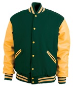 Game Sportswear Varsity Wool Leather Jacket 5000 DK GREEN/ATH GOLD/WHITE Pocket