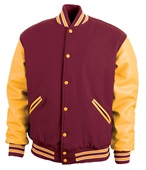 Game Sportswear Varsity Wool Leather Jacket 5000 MAROON/ATH GOLD/WHITE Pocket