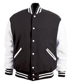 Game Sportswear Varsity Wool Leather Jacket 5000 BLACK/WHITE Pocket