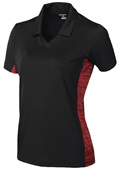 Tonix Ladies Venture V-Neck Polo Shirt 1815 BLACK/SCARLET Pocket