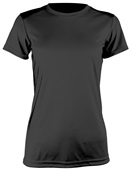 Epic Womens Cool Performance Dry-Fit Crew T-Shirts BLACK Front