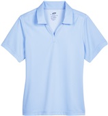 Ultra Club Ladies Cavalry Twill Performance Polo WHITE/COLUMBIA BLUE Pocket