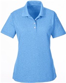 UltraClub Ladies' Heathered Piqué Polo COLMBIA BLUE HEATHER Pocket