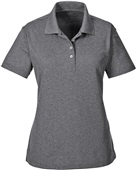 UltraClub Ladies' Heathered Piqué Polo BLACK HEATHER Pocket