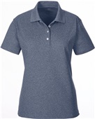 UltraClub Ladies' Heathered Piqué Polo NAVY HEATHER Pocket