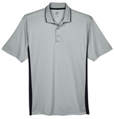 UltraClub Men's Cool & Dry Sport Two-Tone Polo GREY/BLACK Pocket