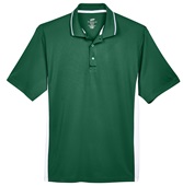UltraClub Men's Cool & Dry Sport Two-Tone Polo FOREST GREEN/WHITE Pocket