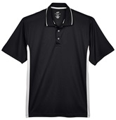 UltraClub Men's Cool & Dry Sport Two-Tone Polo BLACK/STONE Pocket