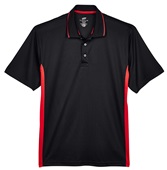 UltraClub Men's Cool & Dry Sport Two-Tone Polo BLACK/RED Pocket