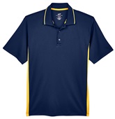UltraClub Men's Cool & Dry Sport Two-Tone Polo NAVY/GOLD Pocket