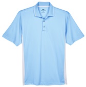 UltraClub Men's Cool & Dry Sport Two-Tone Polo COLUMBIA BLUE/WHITE Pocket