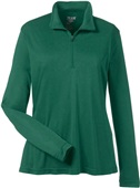 Team 365 Ladys Zone Sonic Heather 1/4 Zip Jacket SP FOREST HEATHER Pocket