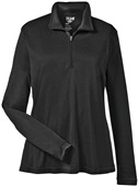 Team 365 Ladys Zone Sonic Heather 1/4 Zip Jacket BLACK HEATHER Pocket