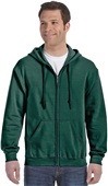 Gildan Adult Yth Heavy Blend Full Zip Hood Jacket Forest Green Pocket