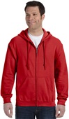 Gildan Adult Yth Heavy Blend Full Zip Hood Jacket RED Pocket
