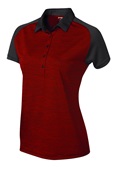 Tonix Ladies Purpose Polo Shirt 1825 BLACK/SCARLET Pocket