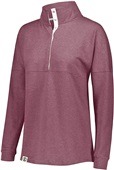 Womens French Terry Heather Pullover (Athletic,Black,Rose,Forest,Maroon,Navy,Purple,Royal,red,Birch) MAROON HEATHER Pocket