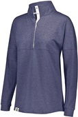 Womens French Terry Heather Pullover (Athletic,Black,Rose,Forest,Maroon,Navy,Purple,Royal,red,Birch) NAVY HEATHER Pocket