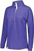 Womens French Terry Heather Pullover (Athletic,Black,Rose,Forest,Maroon,Navy,Purple,Royal,red,Birch) PURPLE HEATHER Pocket