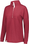 Womens French Terry Heather Pullover (Athletic,Black,Rose,Forest,Maroon,Navy,Purple,Royal,red,Birch) SCARLET HEATHER Pocket
